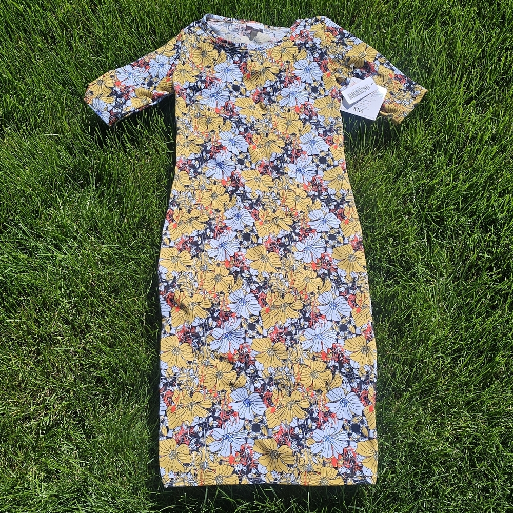 NWT LuLaRoe Multi Color Julia Floral Dress Size XXS